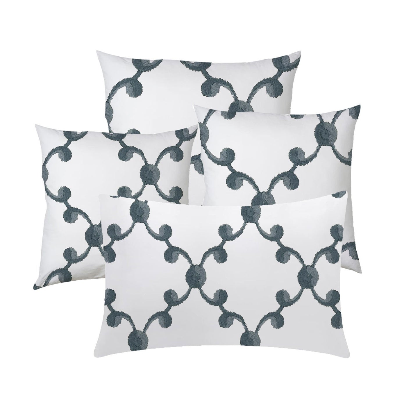 Alethea - Set of 4 Pieces | Cotton Linen Fabric | Crewel Embroidered | Pillow/Cushion Cover Set | With or Without Insert