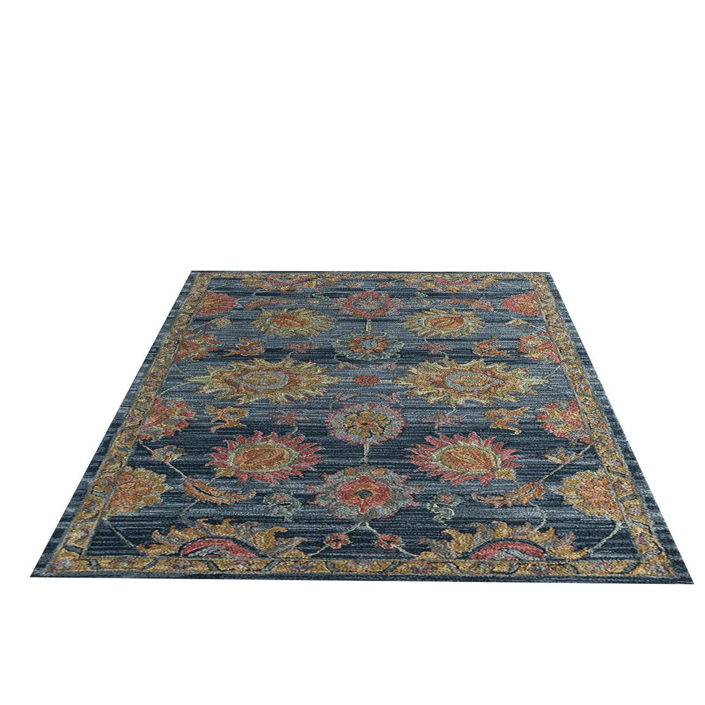 Aziz - Handcrafted Rug/Carpet | Pure Wool | Hand Tufted | High Pile | High Density | Yarn Dyed | Blue, Pink, Yellow