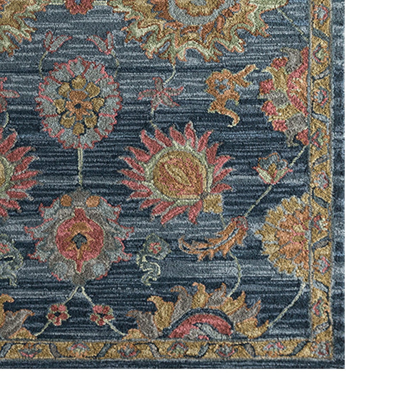 Aziz - Handcrafted Rug/Carpet | Pure Wool | Hand Tufted | High Pile | High Density | Yarn Dyed | Blue, Pink, Yellow