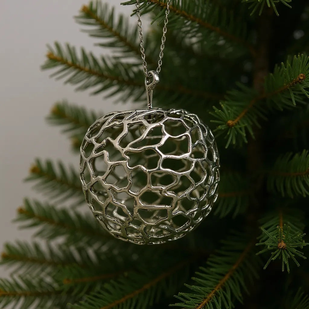 Apple Christmas Ornament | Metallic Holiday Bauble in Gold, Silver & Antique | Set of 2 or 4