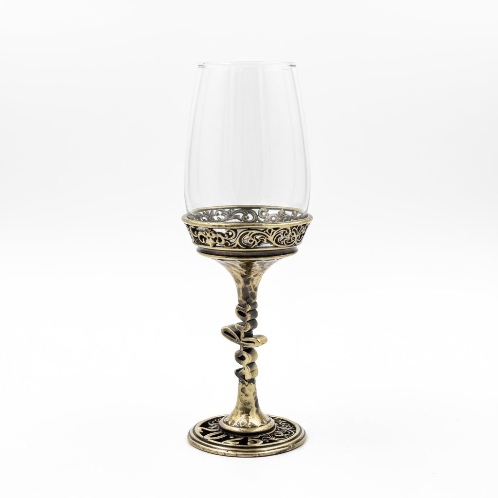 Personalized wine glasses set | electroformed stem and base wedding glasses | set of 2 or 4