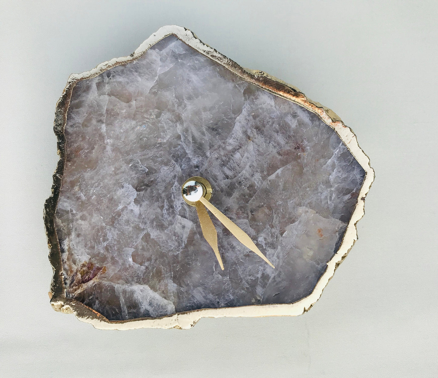 Smoky Grey Agate Desk/Wall Clock/Personalised Momento