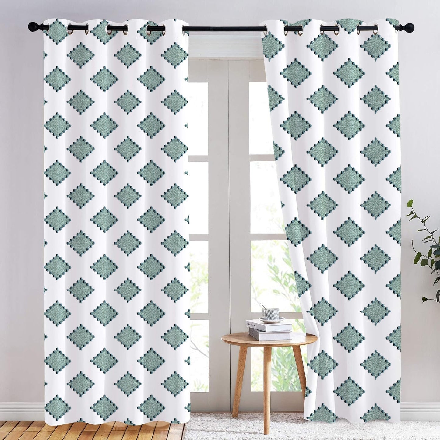 Anna - Set of 2 Panels Crewel Embroidered Curtains | Linen Cotton Mix | Fully Embroidered | Lined