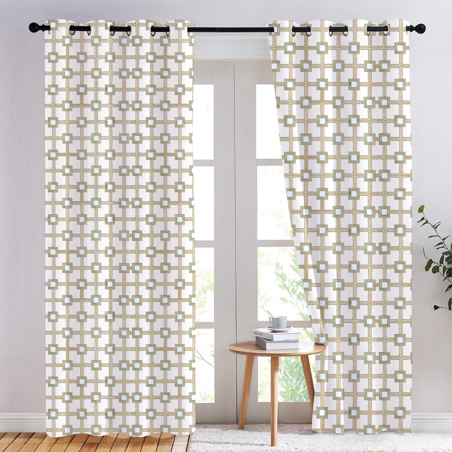 Amaris - Set of 2 Panels Crewel Embroidered Curtains | Linen Cotton Mix | Fully Embroidered | Lined