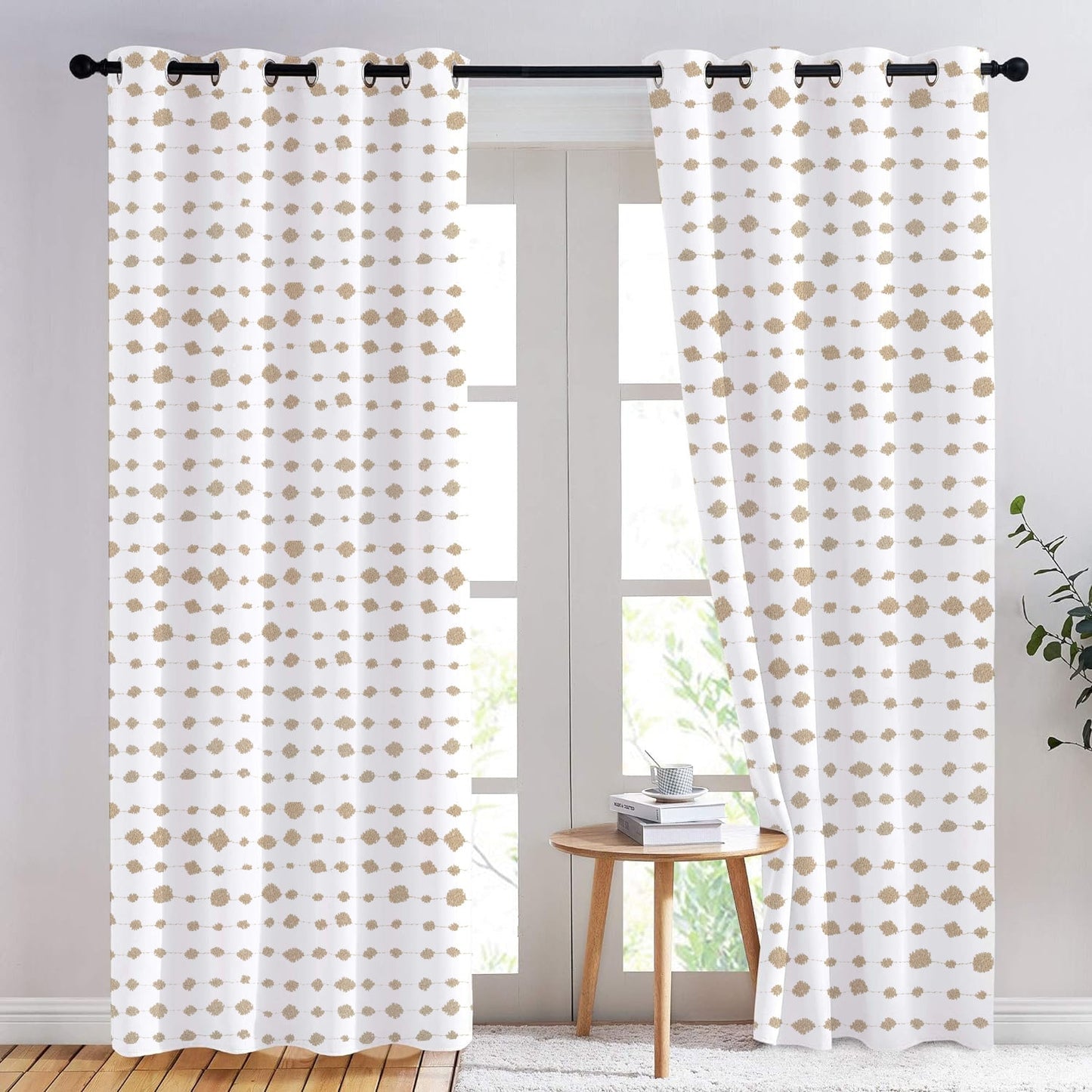 Aveline - Set of 2 Panels Crewel Embroidered Curtains | Linen Cotton Mix | Fully Embroidered | Lined