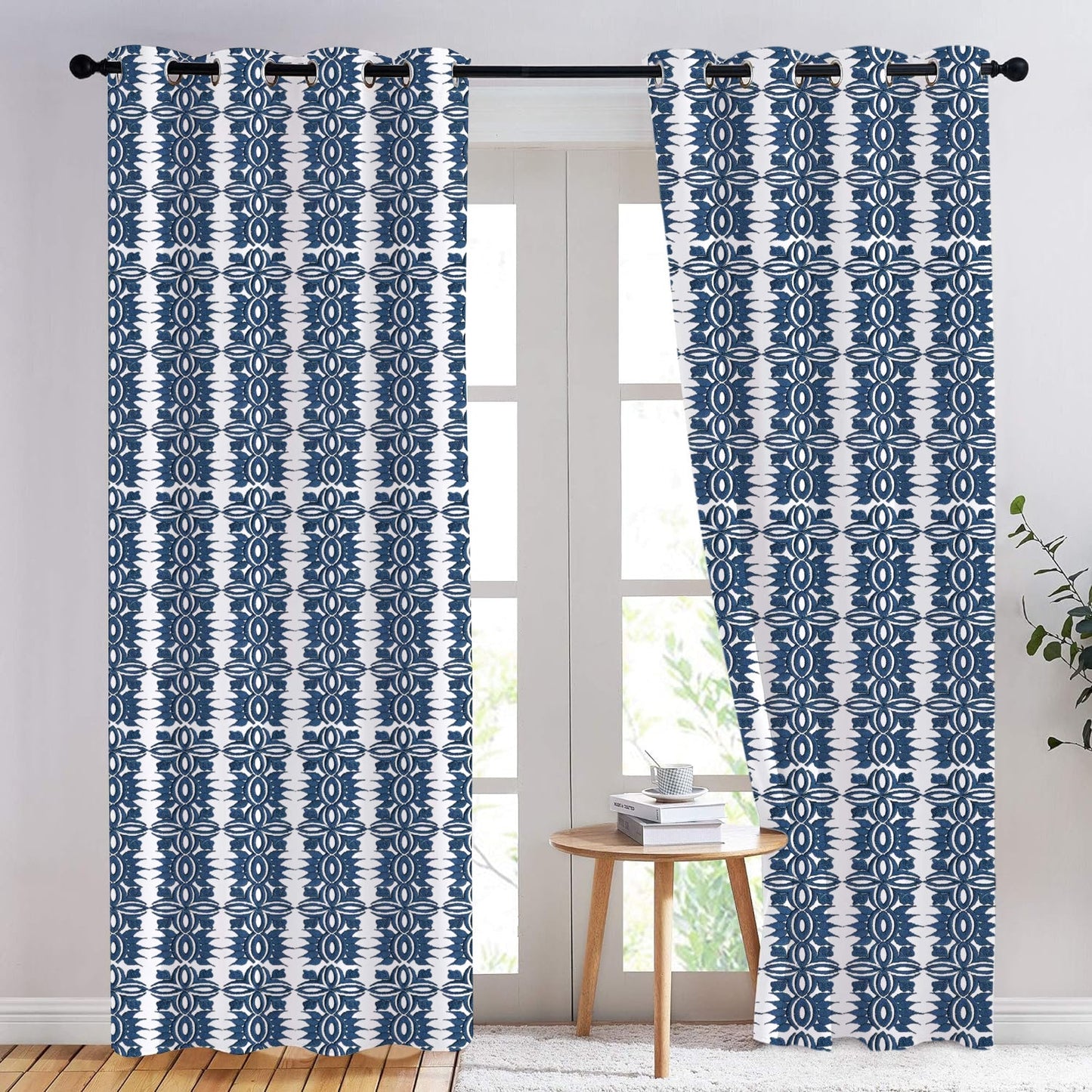 Elektra - Set of 2 Panels Crewel Embroidered Curtains | Linen Cotton Mix | Fully Embroidered | Lined
