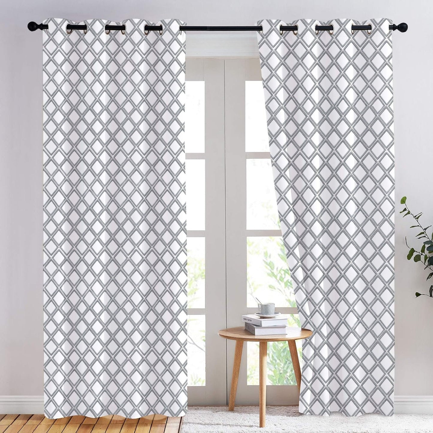 Melisande - Set of 2 Panels Crewel Embroidered Curtains | Linen Cotton Mix | Fully Embroidered | Lined