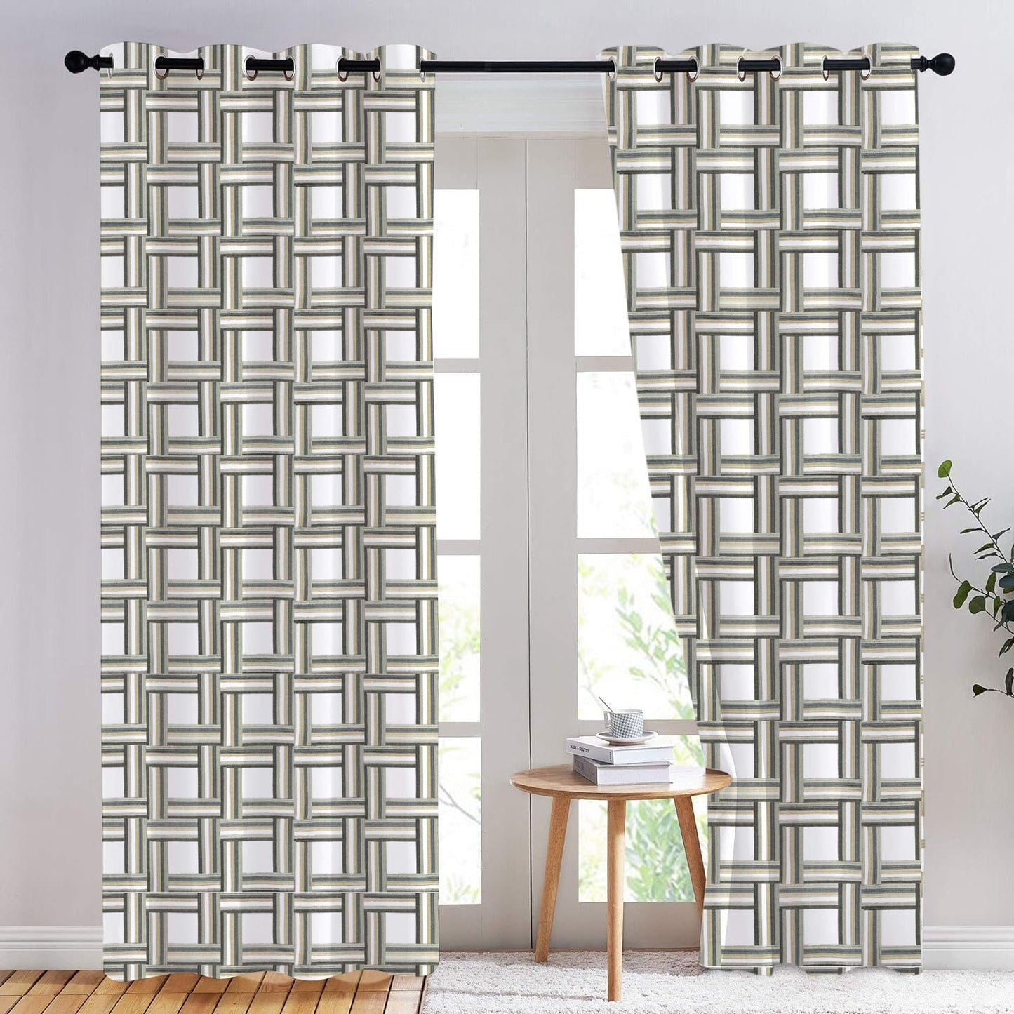 Katerina - Set of 2 Panels Crewel Embroidered Curtains | Linen Cotton Mix | Fully Embroidered | Lined
