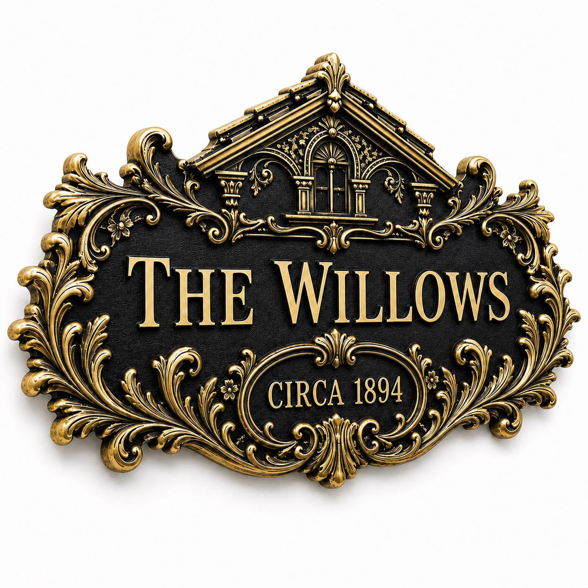 Design Your Own Custom Family Name Plaque | Personalized Antique Brass House Sign