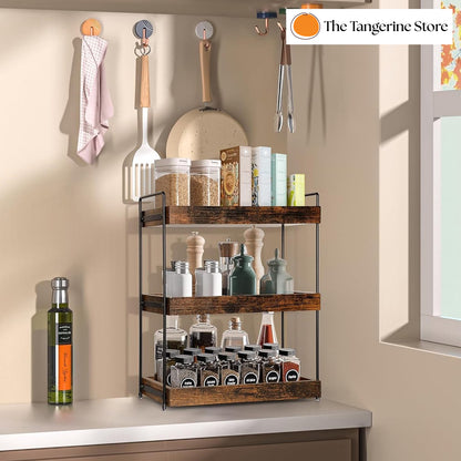 3-Tier Multi-Purpose Wooden Spice Rack/Bathroom Counter Cosmetic Organizer