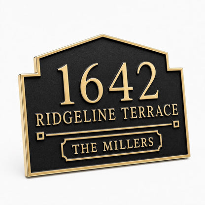 Personalized House Number Plaque | Custom Address Sign | Brass Family Name Street Sign