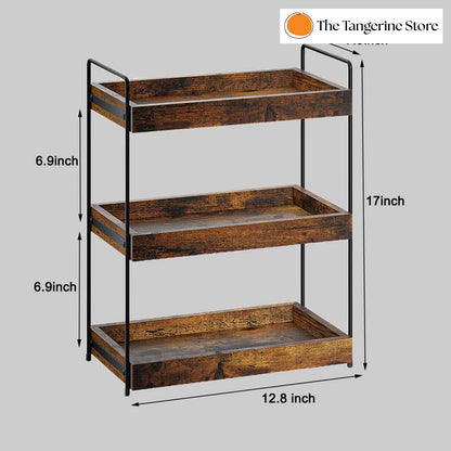 3-Tier Multi-Purpose Wooden Spice Rack/Bathroom Counter Cosmetic Organizer