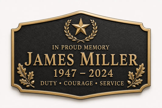 Custom Veteran Memorial Plaque, Antique Brass Military Tribute Sign