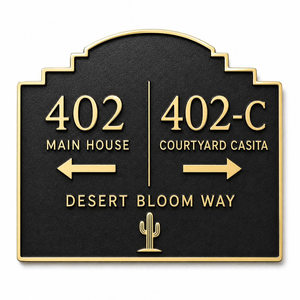 Personalized Casita Address Sign, Main House and Guest House Direction Brass Plaque