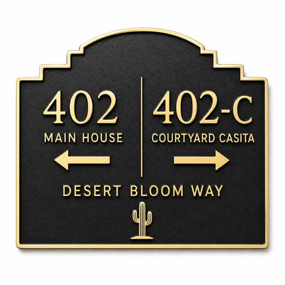 Personalized Casita Address Sign, Main House and Guest House Direction Brass Plaque
