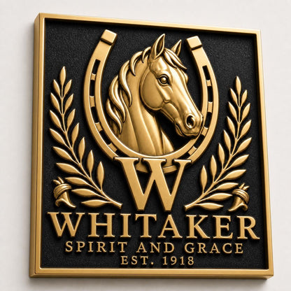 Custom Family Seal Plaque | Personalised Monogram, Ancestry Crest & Motto | Brass House Sign