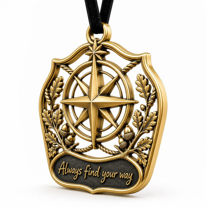 Large Personalized Compass Ornament | Antique Brass Christmas Hanging