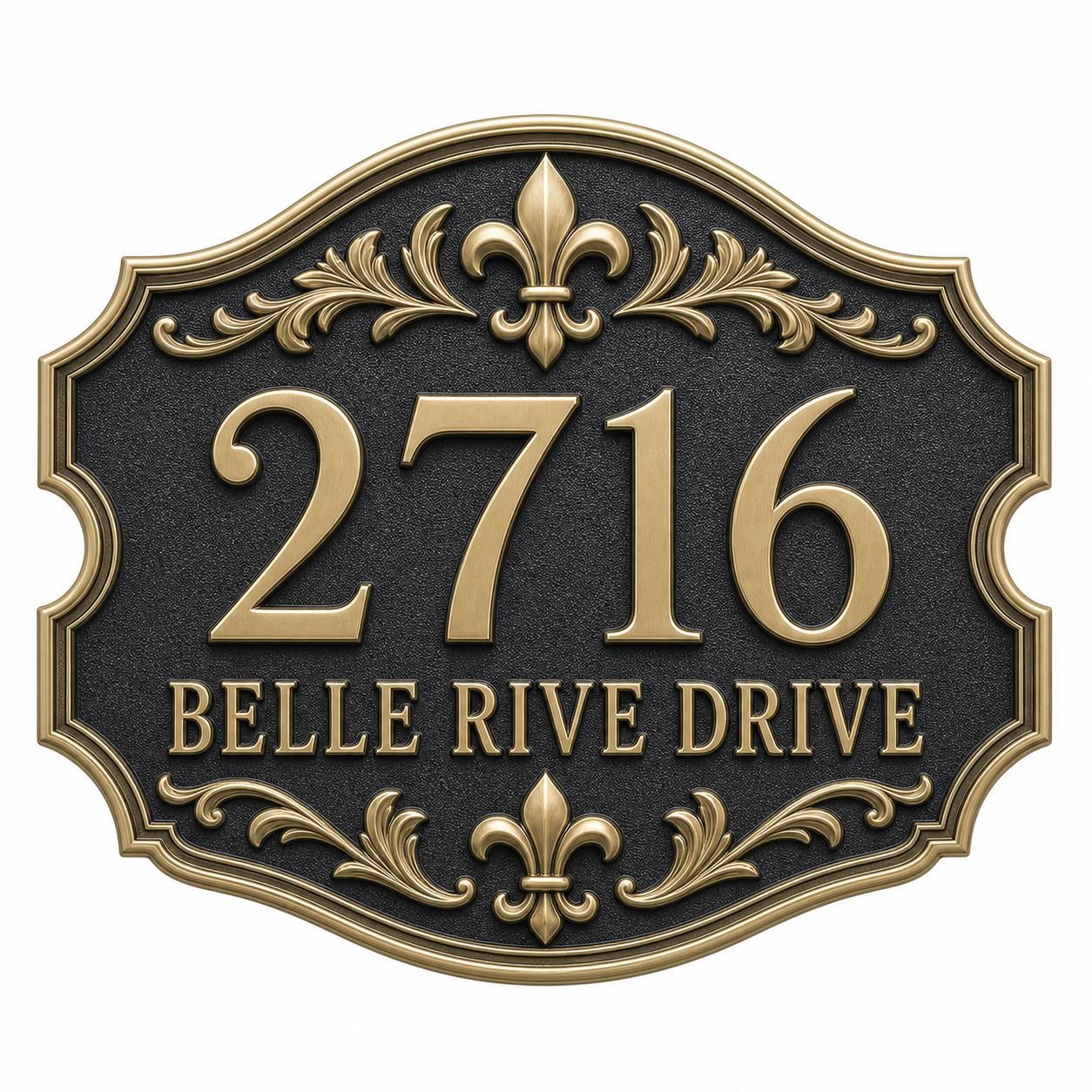 Personalised House Number Sign | Antique Brass Address Plaque | Custom Street/Family Name Board