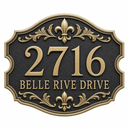 Personalised House Number Sign | Antique Brass Address Plaque | Custom Street/Family Name Board