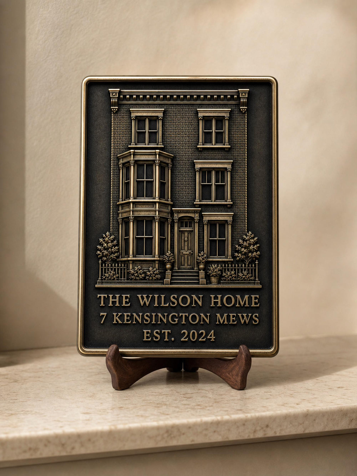 Personalised House Portrait Plaque | Custom Home Relief | Antique Brass New Home Keepsake