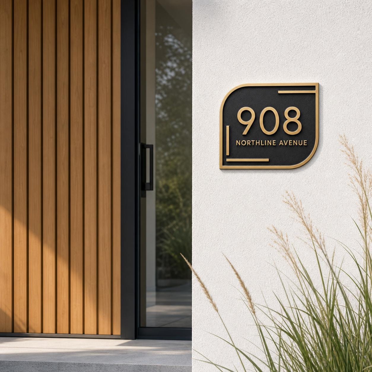 Personalised House Number Sign | Antique Brass Address Plaque | Custom Street/Family Name Board