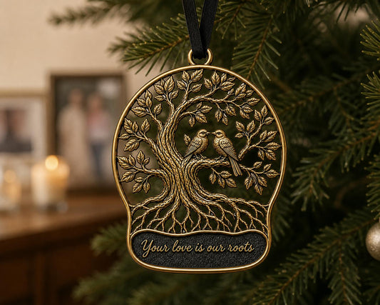 Large Personalized Tree of Life Ornament | Antique Brass Sympathy Gift | Christmas Decor
