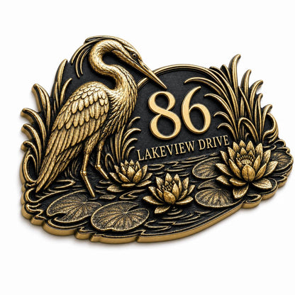 Design Your Own Custom House Number Plaque | Personalized Antique Brass Lotus Address Sign