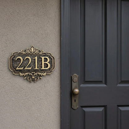 Custom Ornate House Number Sign | Victorian Gothic Brass Address Plaque | Antique Scrollwork Sign | Housewarming Gift