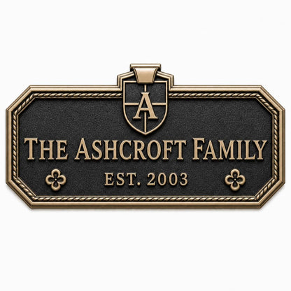 Personalised House Name Sign | Antique Brass Address Plaque | Custom Family Plaques