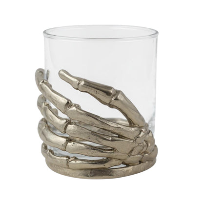 Set of 4 - Skeleton Hand Whisky Glasses | Juice Glasses | Drinkware | Statement Barware | Halloween Glasses | Gold, Silver or Antique Finish