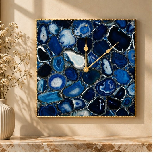Blue Agate Wall Clock | Square