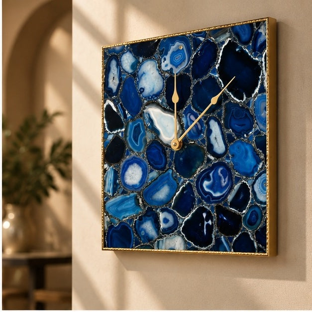 Blue Agate Wall Clock | Square