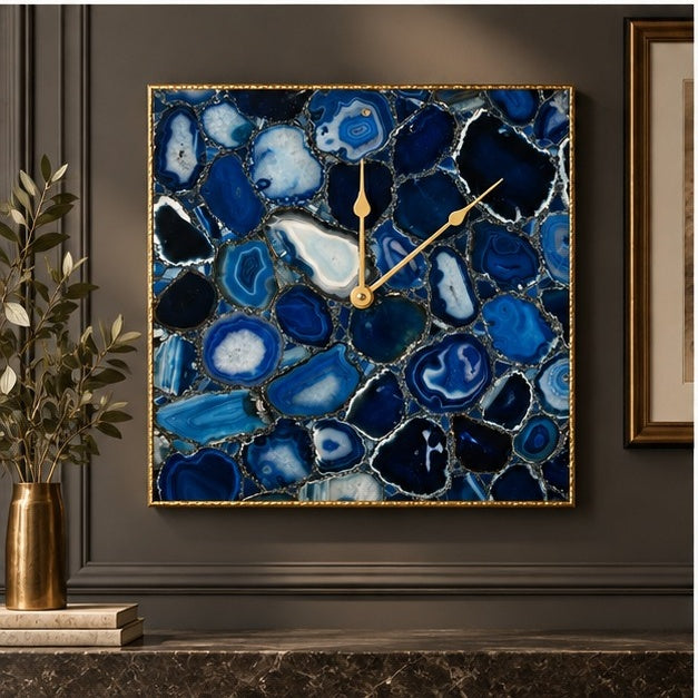 Blue Agate Wall Clock | Square