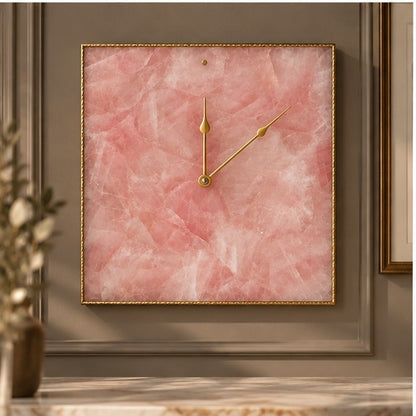 Rose Quartz Agate Wall Clock | Square | Pink