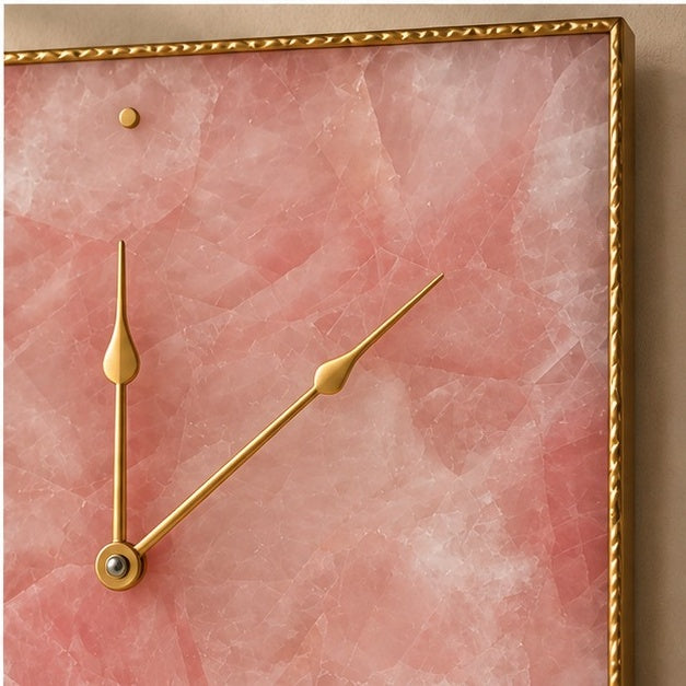 Rose Quartz Agate Wall Clock | Square | Pink