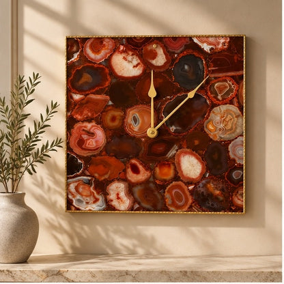 Red Agate Wall Clock | Square