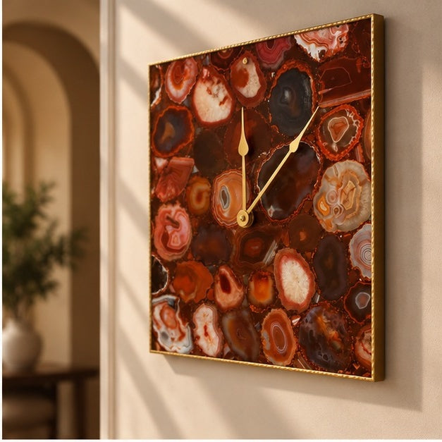 Red Agate Wall Clock | Square