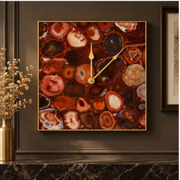Red Agate Wall Clock | Square