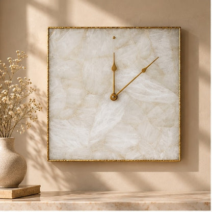 White Agate Wall Clock | Square