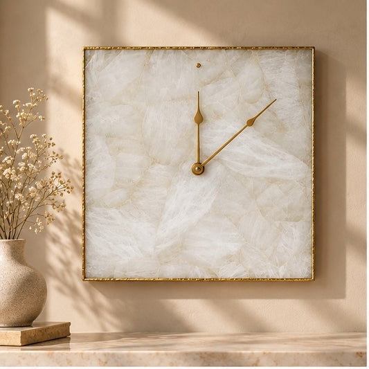 White Agate Wall Clock | Square