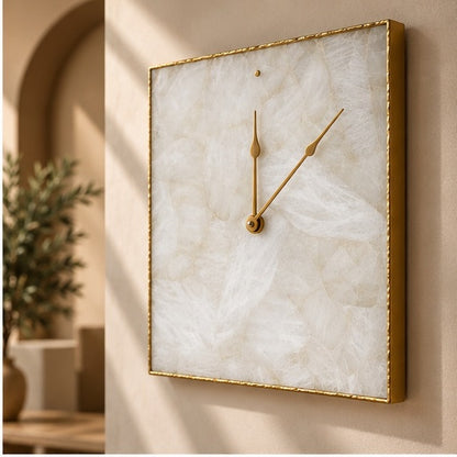 White Agate Wall Clock | Square