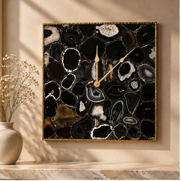 Black Agate Wall Clock | Square