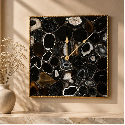 Black Agate Wall Clock | Square