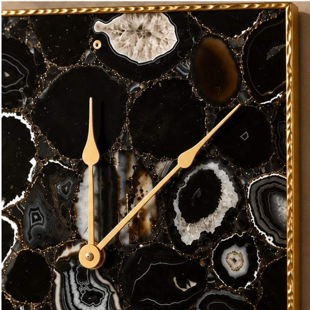 Black Agate Wall Clock | Square