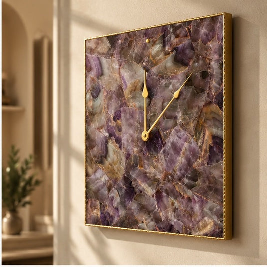 Amethyst Agate Wall Clock | Square