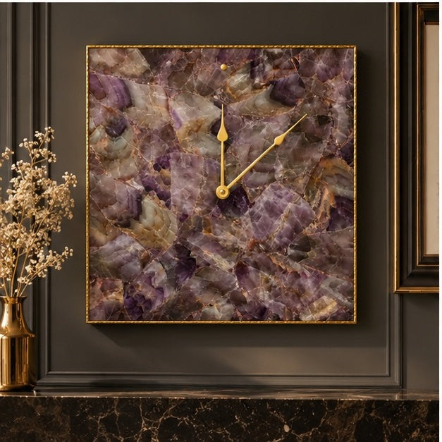 Amethyst Agate Wall Clock | Square