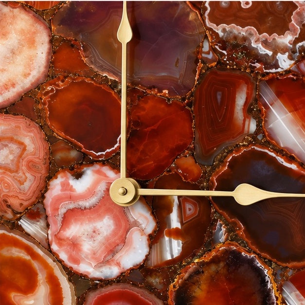 Red Agate Wall Clock | Square
