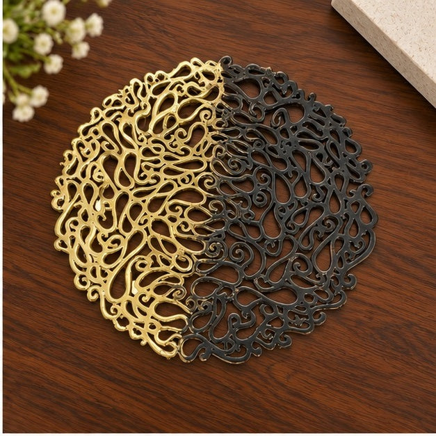 Lace Inspired Decorative Tray – Electro-formed Filigree Decor Dish, Fossil Style Art Tray in Gold and Antique Ombre Finish