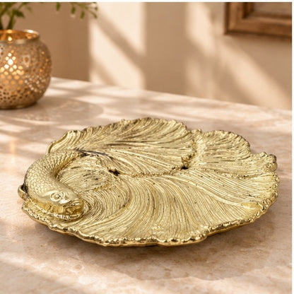 Fish Tray - Decorative Metal Tray | Small Plate | Centerpiece | Home Accent | Antique Gold or Silver Finish