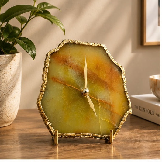 Mustard Agate Aventurine Desk/Wall Clock